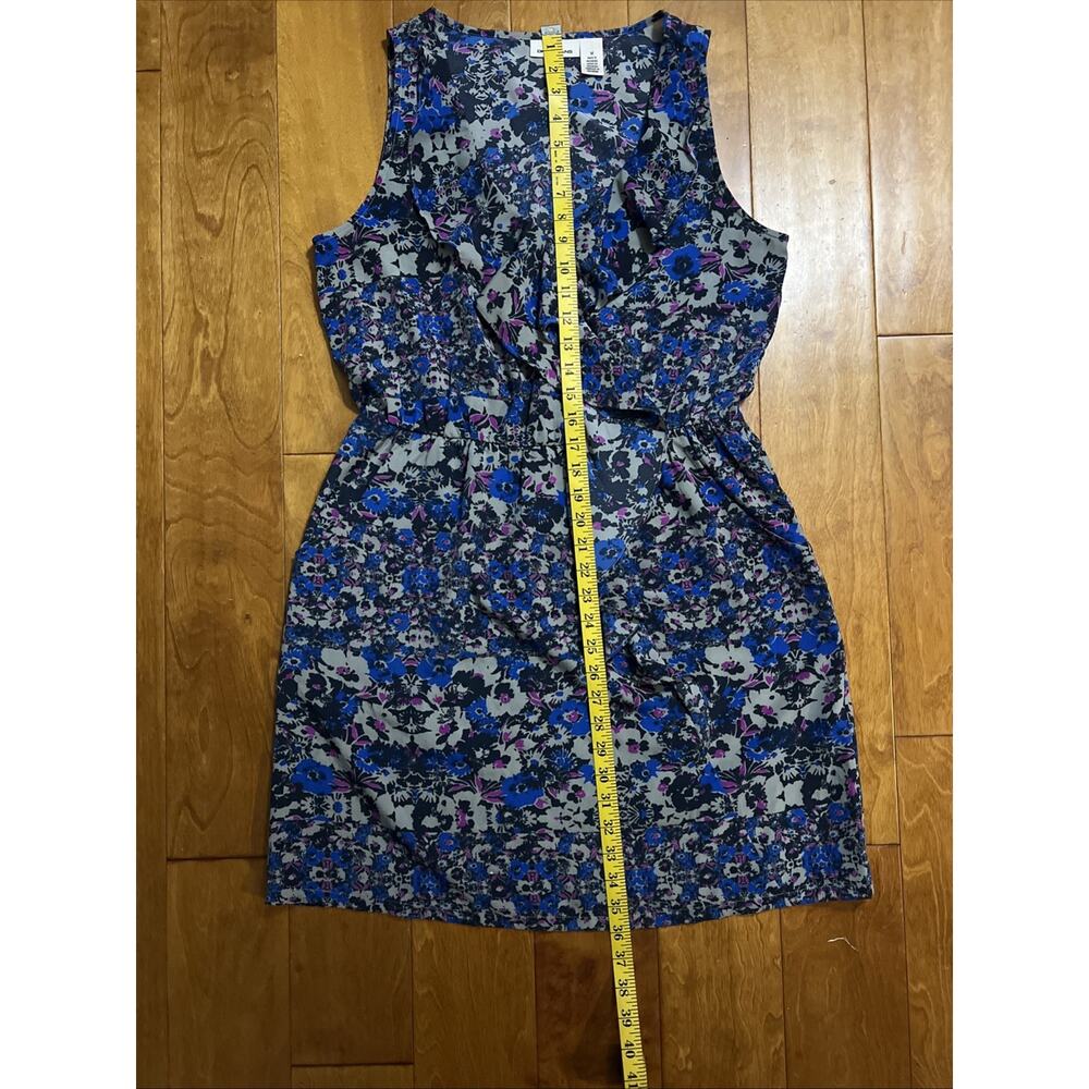 DKNY Jeans Floral Fit & Flare Mini Dress Size M Blue Ruffle Pockets Cottage Work - Picture 7 of 10